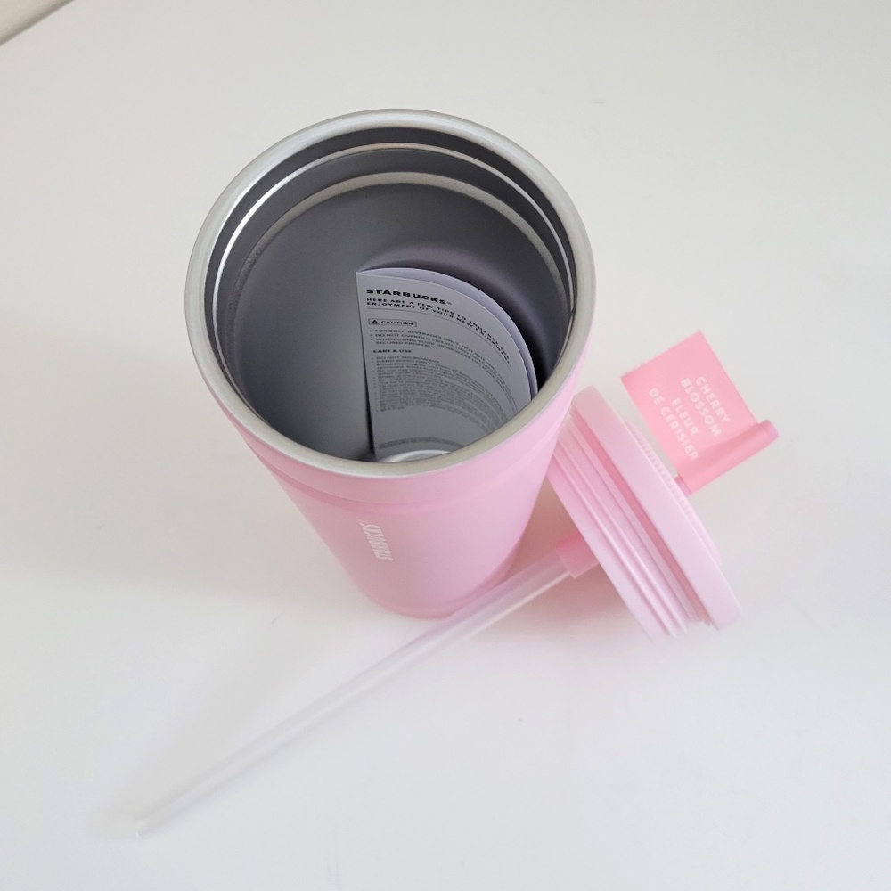 Starbucks Twist-to-Seal Pink Cherry Blossom Soft Insulated Cold Cup 24oz Tumbler - Picture 5 of 6